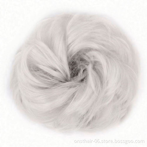 MYZYR Synthetic Curly Elastic Rubber Band Chignon Messy Bun Donut Hairpieces for Women and Kids Wrap On Ponytail Hair Extensions